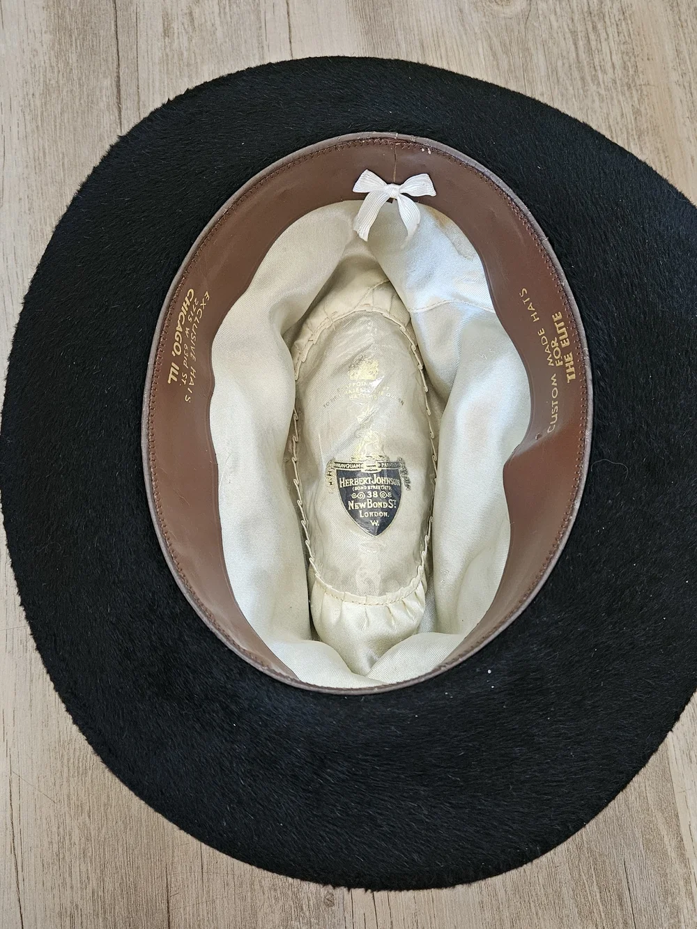 Vintage Herbert Johnson London Mem's Black Felt Fur Big Rimmed Fedora